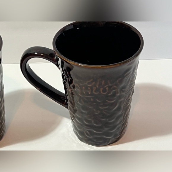 Kahlua Dark Brown Ceramic Coffee Mug With Embossed Beans Vintage Set of 2 Mugs - Picture 9 of 9